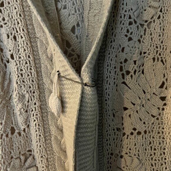 Anthropologie Angel Of The North Crocheted Wool Cardigan. Large. Like New - Picture 2 of 8